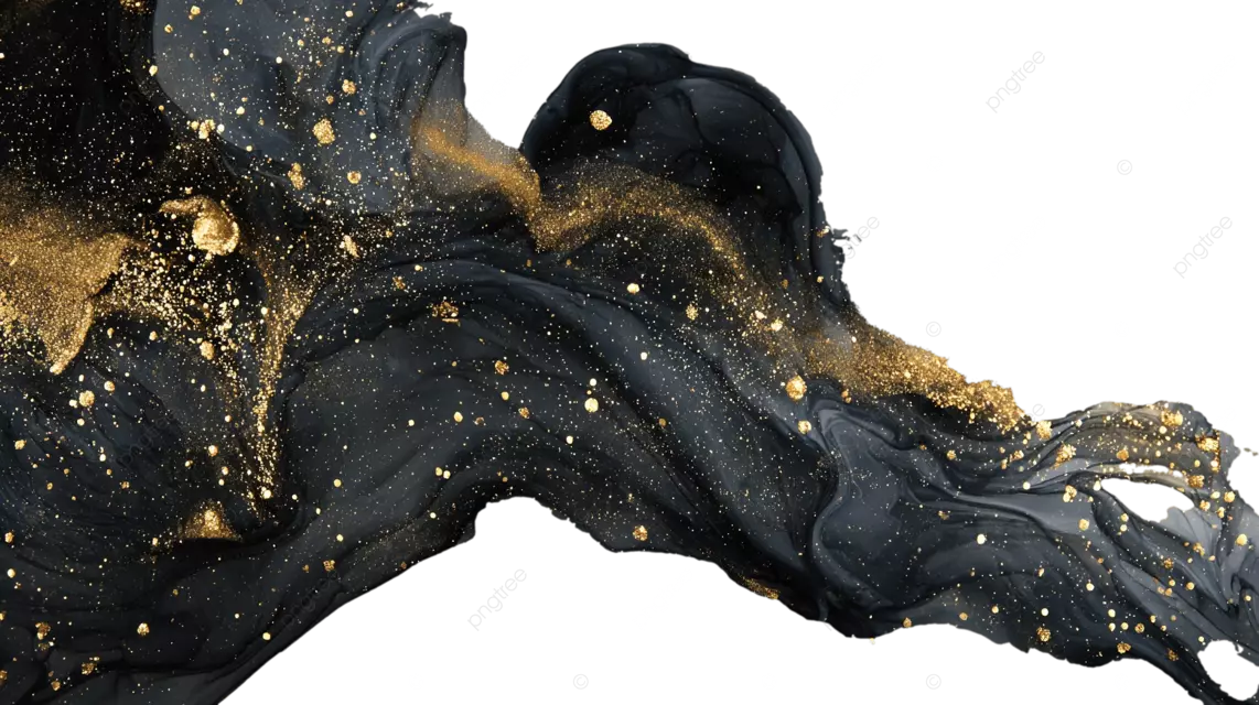 黑色背景，灰色烟雾，金色粒子，神秘梦幻的艺术效果