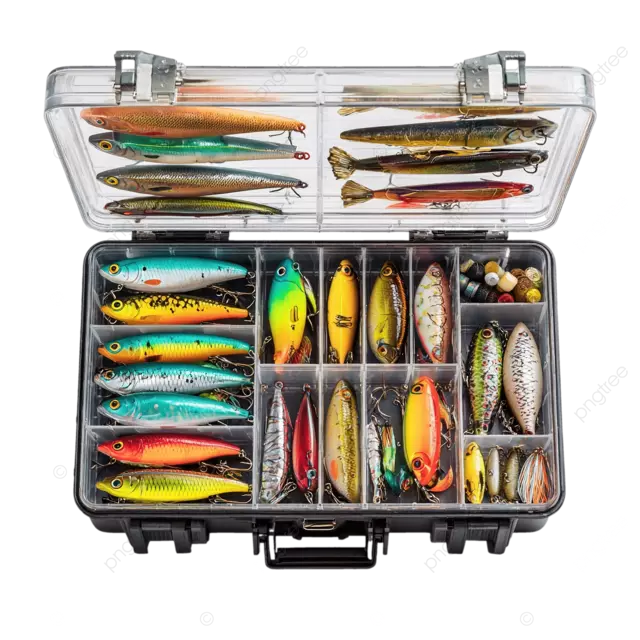 装满鱼饵和户外休闲装备的渔具箱
