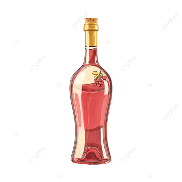 卡通般的3D红酒瓶，带有软边缘和嬉戏的负空间