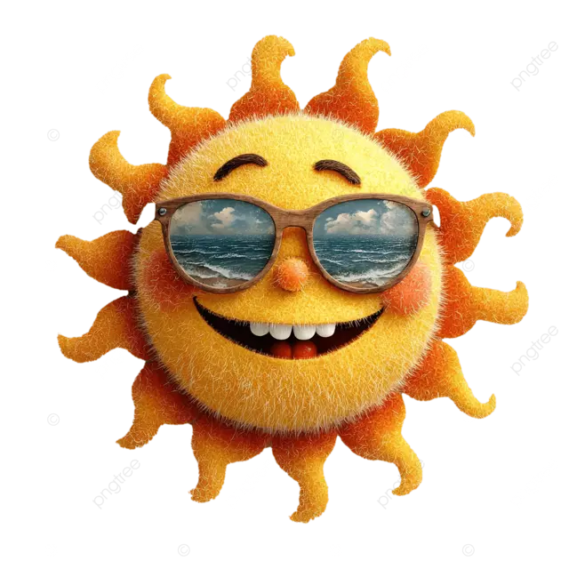 白色背景上的笑脸太阳戴着太阳镜剪贴画