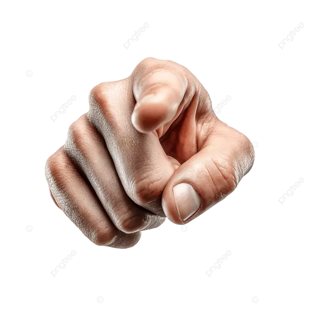 手指指向手指隔离在白色背景上超亮png