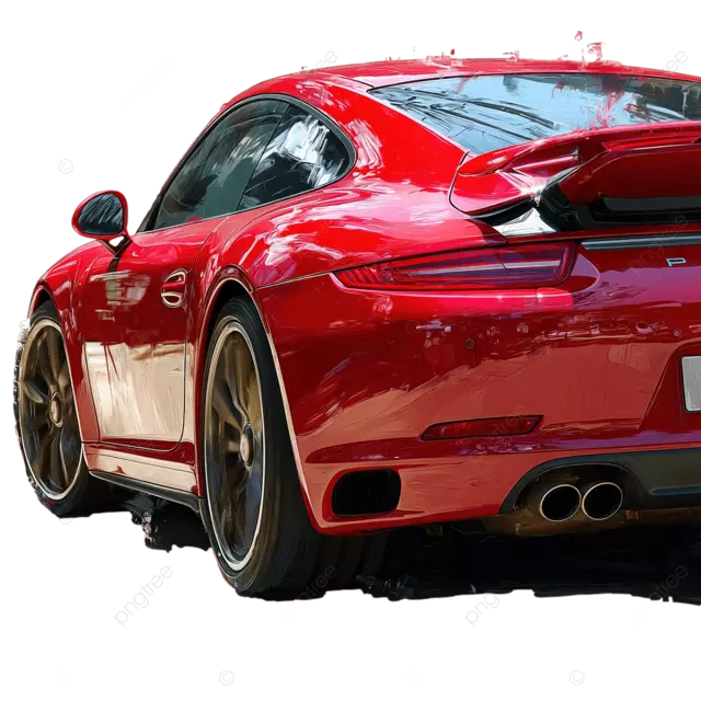 红色保时捷数字绘画特写 带笔触 