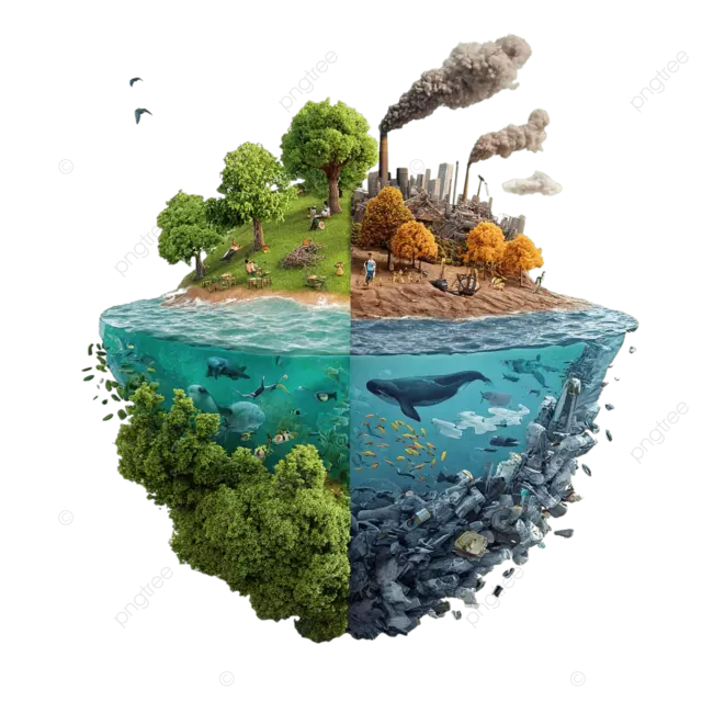 发现差异清洁地球与污染的星球