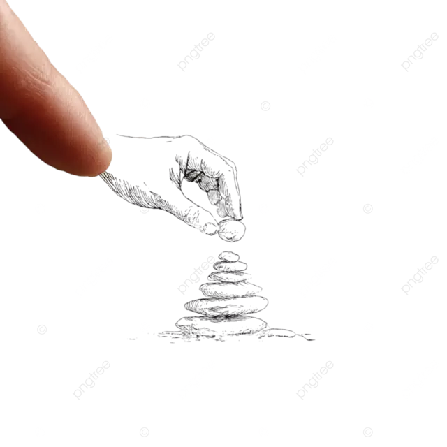 极简主义禅线画，手工堆叠鹅卵石，奶油色纹理背景