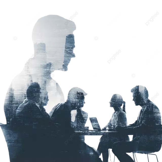 商人参与了对白色背景的双重曝光效果的会面