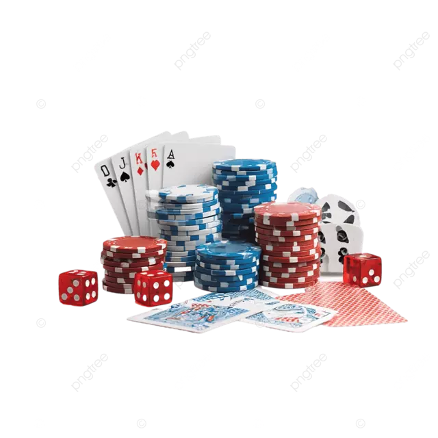 充满活力的赌场主题展示图片，带有扑克桌骰子卡和筹码