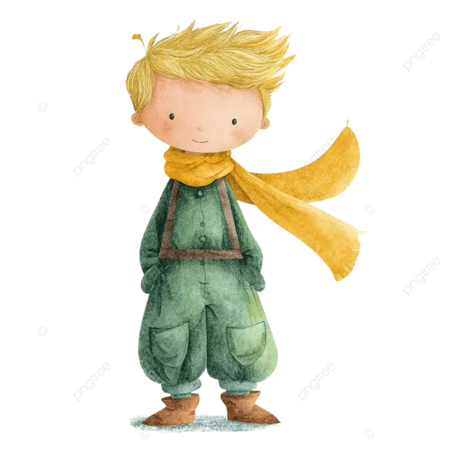 小王子绿色服装黄色头发围巾棕色鞋子冒险皮克斯风格