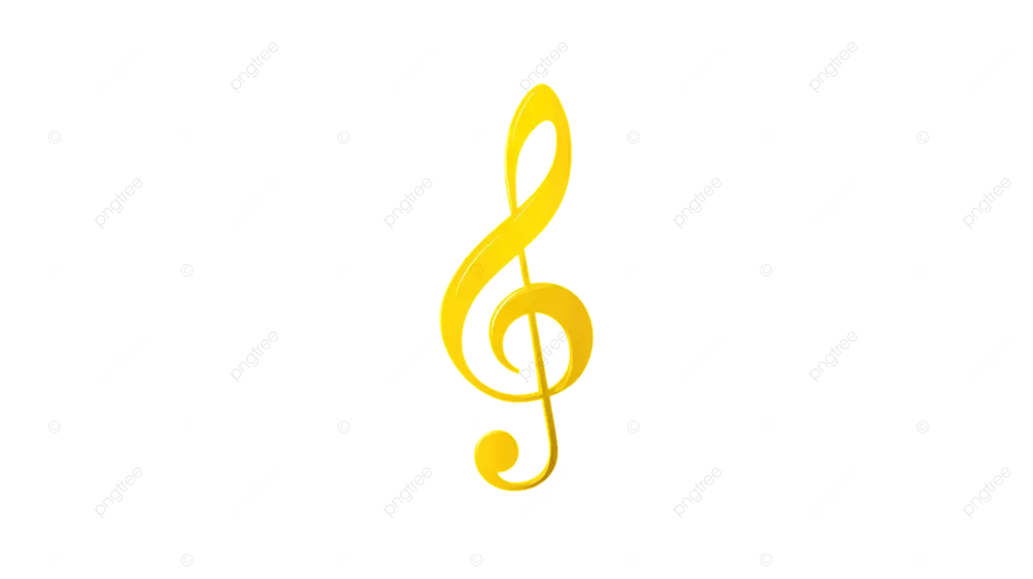 黑色背景上的黄色高音谱号