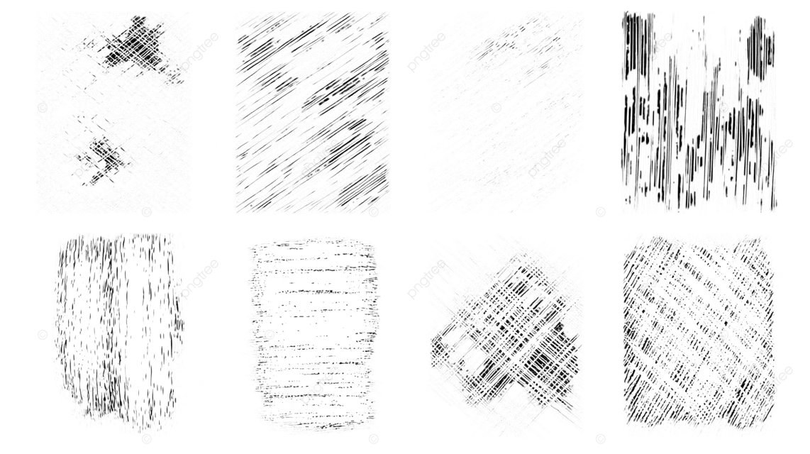 黑色背景上的十个白色笔触纹理