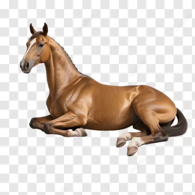 棕马卧地户外卡通风格