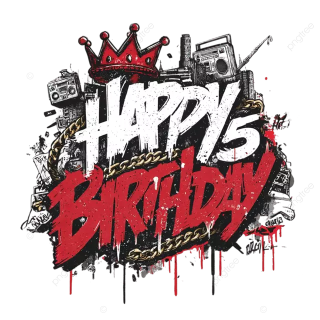 带有链条和砖块纹理的都市涂鸦生日标志