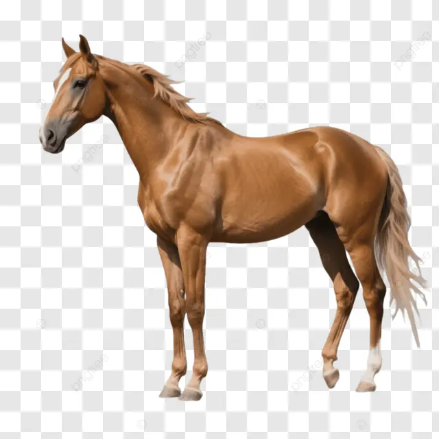 棕马站立户外卡通风格