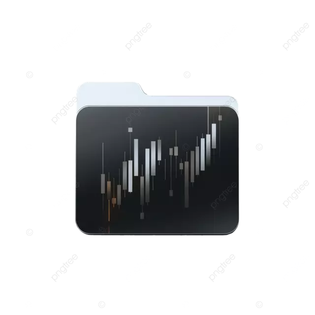 现代数字文件夹图标，带有简洁的股票图表线条