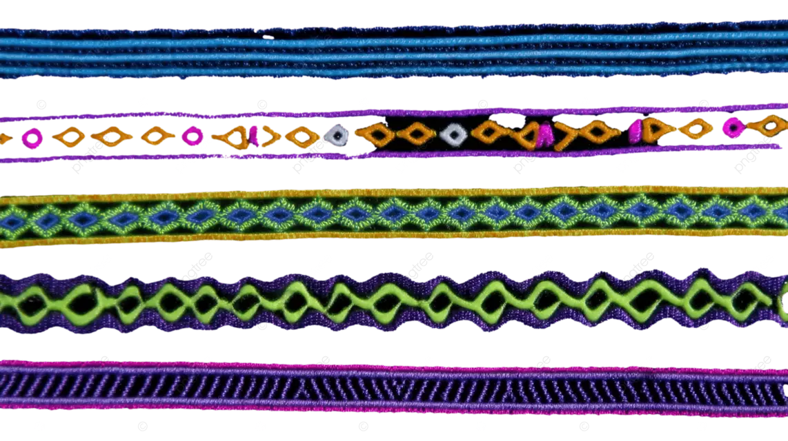 黑色背景上的各种颜色和图案的装饰线条