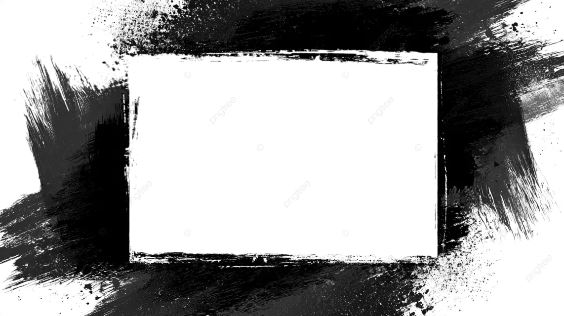 一张黑白图像，带有一个白色矩形和粗糙的笔触边框。