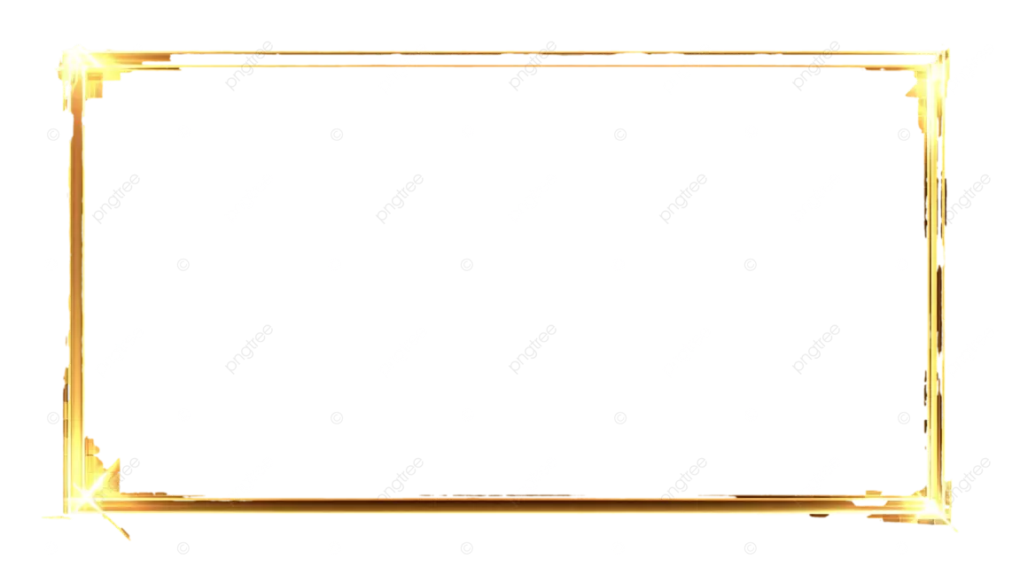 透明棋盘格背景上的金色矩形边框，带有发光效果