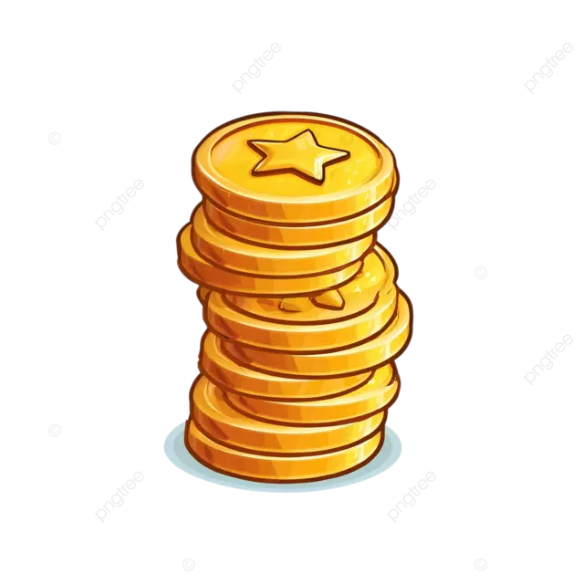 金币堆叠与星符号卡通矢量游戏图标隔离在柔和的背景