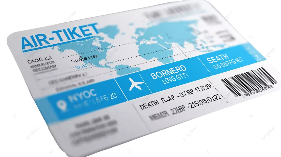 设计了带有蓝色横条和世界地图的机票，其中包含航班详情和登机牌信息。