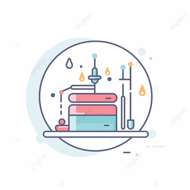 现代医学图标概念，带有实验室仪器在白色背景