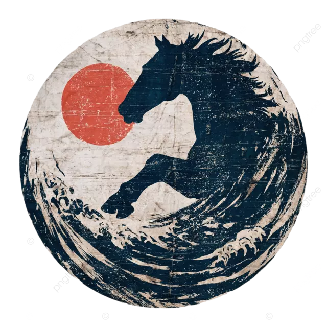 墨色的雄伟骏马化为旋转的烟雾能量场