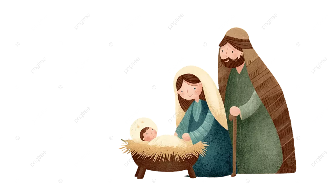 经典的圣诞场景，有圣家和星夜圣诞树。