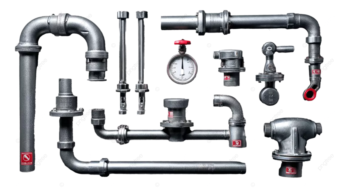 一系列管道和配件，包括弯头 三通 阀门和仪器