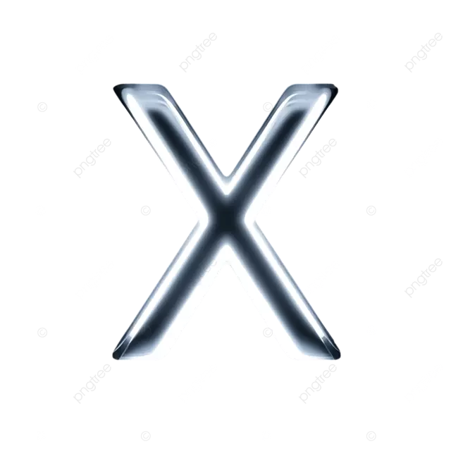 黑色背景上带有深度的发光白色 x