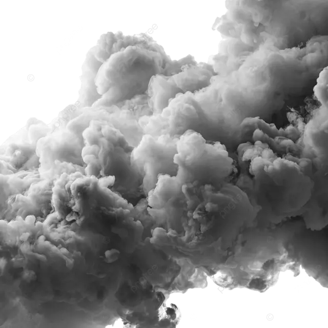密集的灰色烟雾云在白色背景上喜怒无常的蒸气质地
