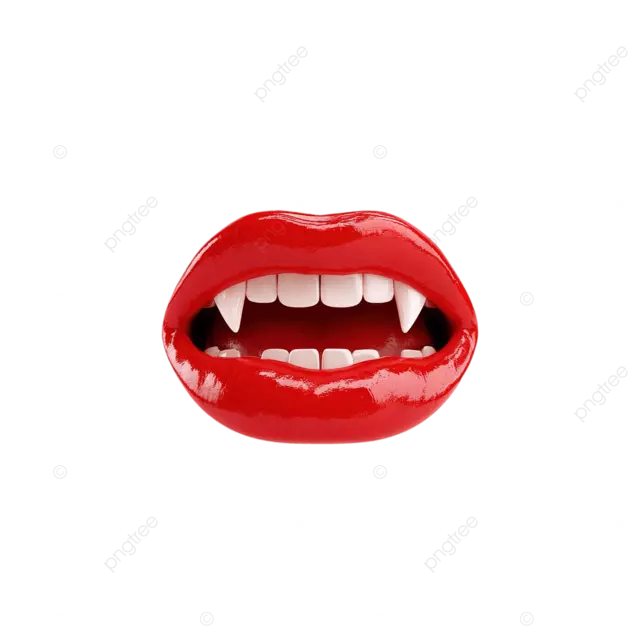 白色背景上的红色吸血鬼獠牙简约png