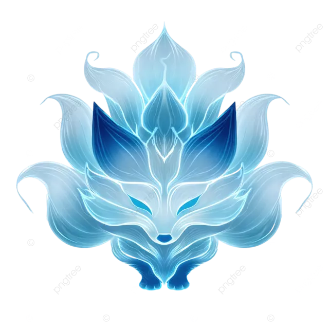 可爱的生物发光九尾狐中国神话对称发光效果