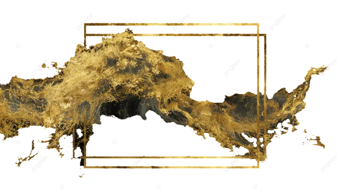 金色的笔触在优雅的框架中形成波浪