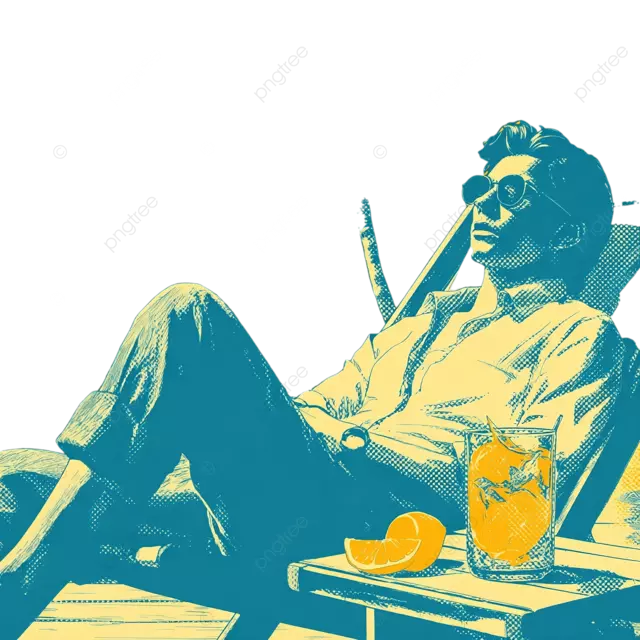 复古的夏季共鸣，带有柔和的漫画和休闲场景的轻松插图