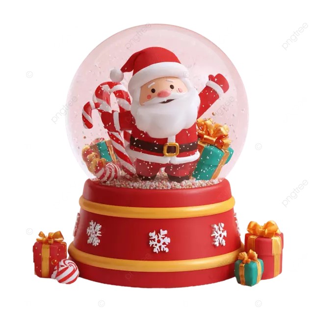 节日圣诞节雪球，圣诞老人礼物和糖果棒
