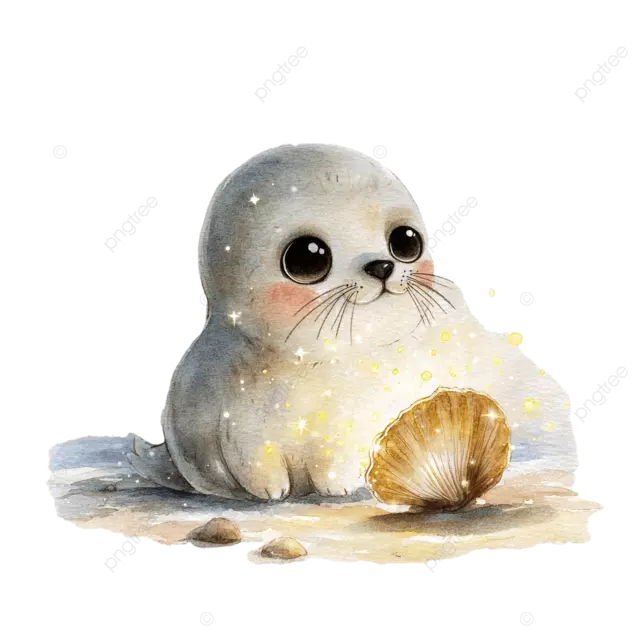 神奇贝壳制作的可爱小海豹宝宝，有着闪亮的大眼睛