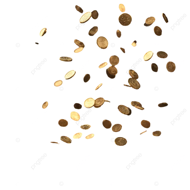 金币落在深白背景