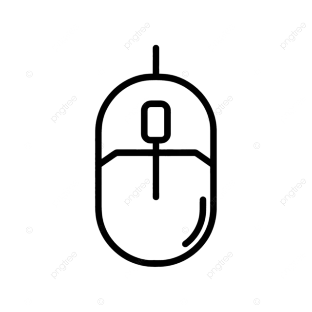 现代电脑鼠标线条图标矢量图，粗体轮廓，纯色