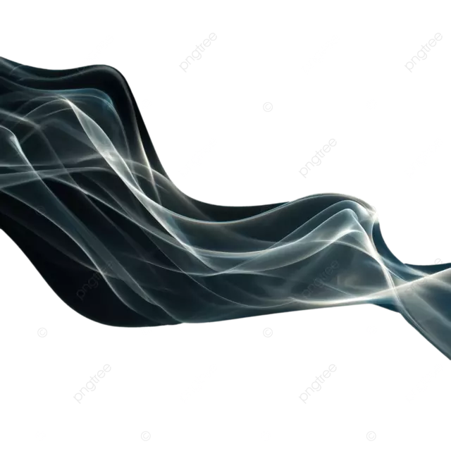 黑色新艺术风格曲线上的白色烟雾，半透明的层状有机形状