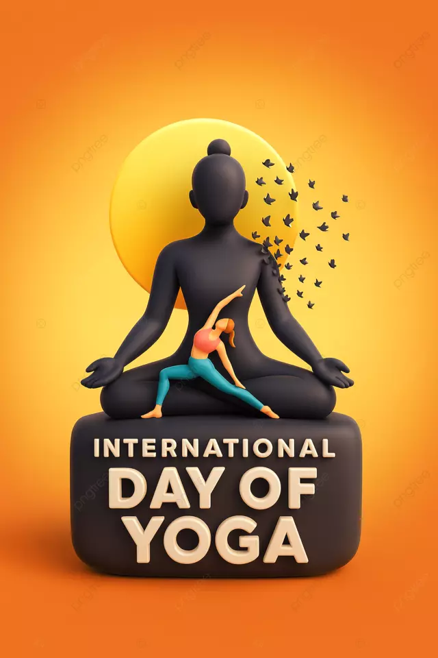 在宁静的户外环境中，在国际瑜伽日练习瑜伽的女人