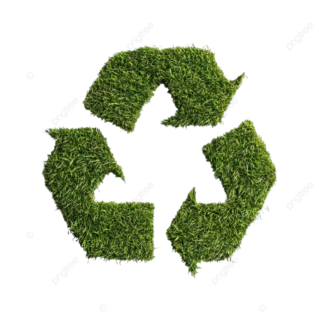 草丛状的回收标志，带有清晰的箭头形状，旨在提高人们对有机环保的意识。
