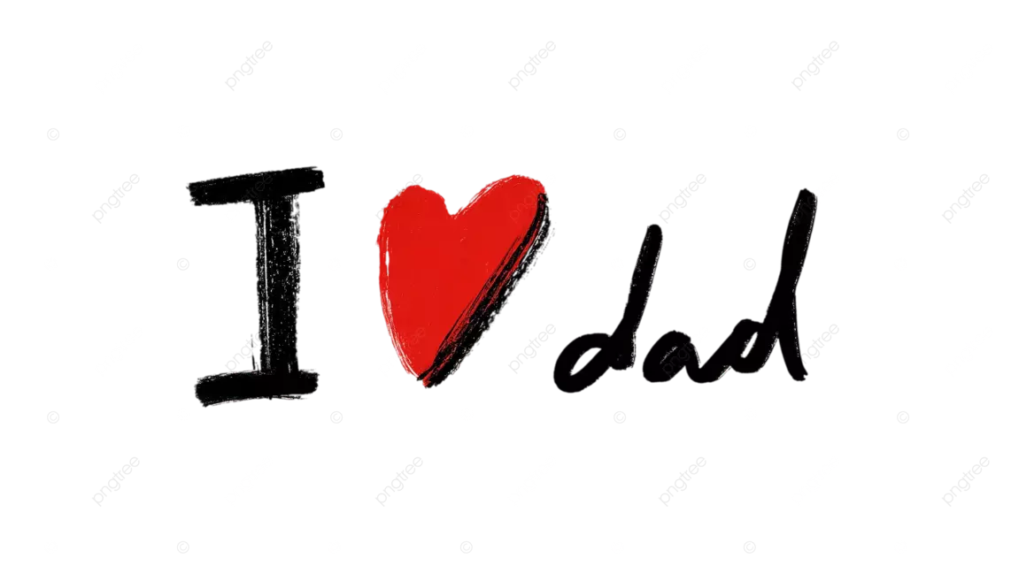 黑色和红色的心与笔触和爸爸的手写字体