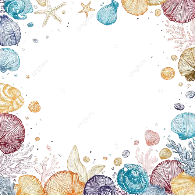 彩色海洋绘画与贝壳海星极简主义嬉戏幻想设计