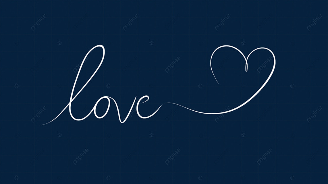 黑色背景白色线条中心爱心字，简约浪漫设计