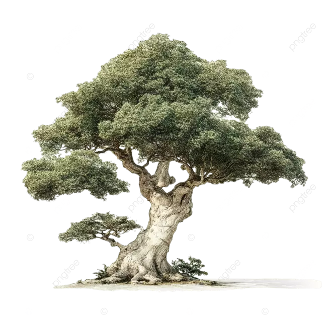 天然盆景灵感的树建筑渲染范围的树干较少树叶白色背景