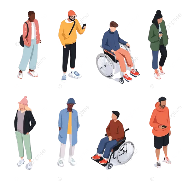 等距城市生活矢量人物在各种日常活动中