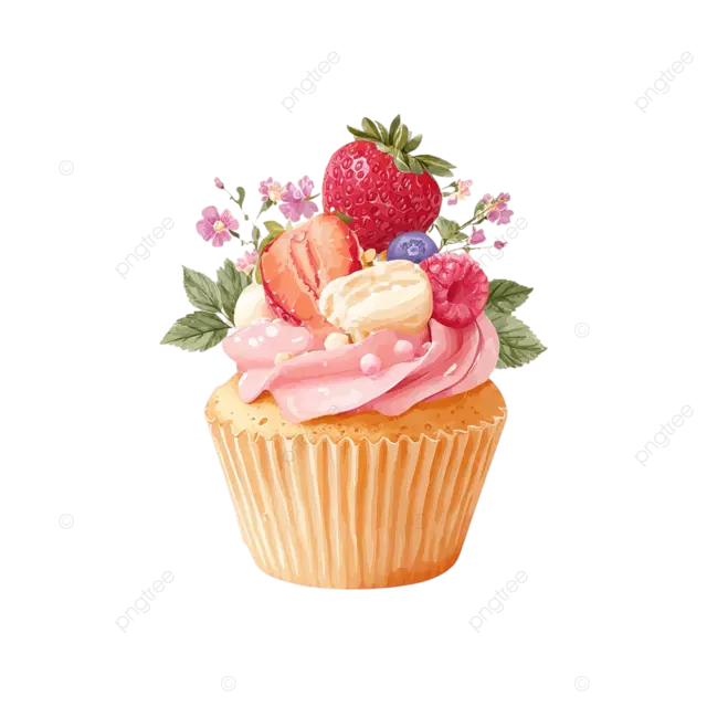 精致的蛋糕，粉红色糖霜和新鲜水果