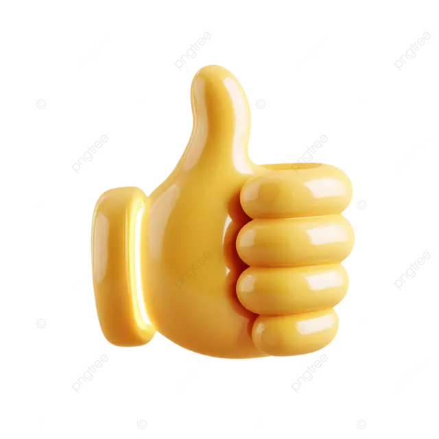 皮克斯风格的闪亮黄色点赞手势表情符号
