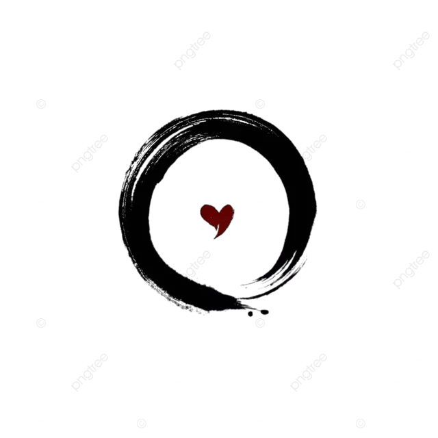 极简主义的 enso 心形标志日文书法笔画