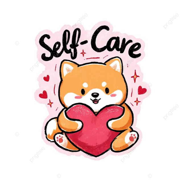 柴犬抱抱心形枕头自我护理计划贴纸卡哇伊卡通风格