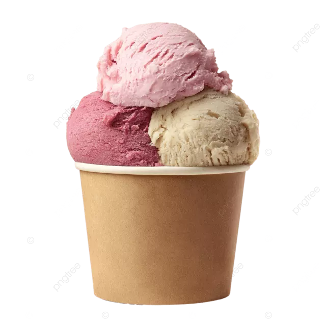 白色杯子里的五彩缤纷的冰淇淋口味，工作室摄影