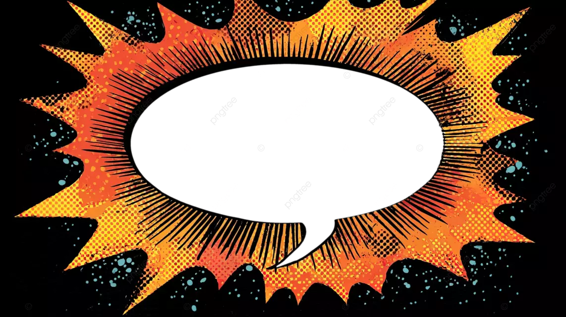 爆炸形状的漫画对话框，带有橙色 黄色和白色图案